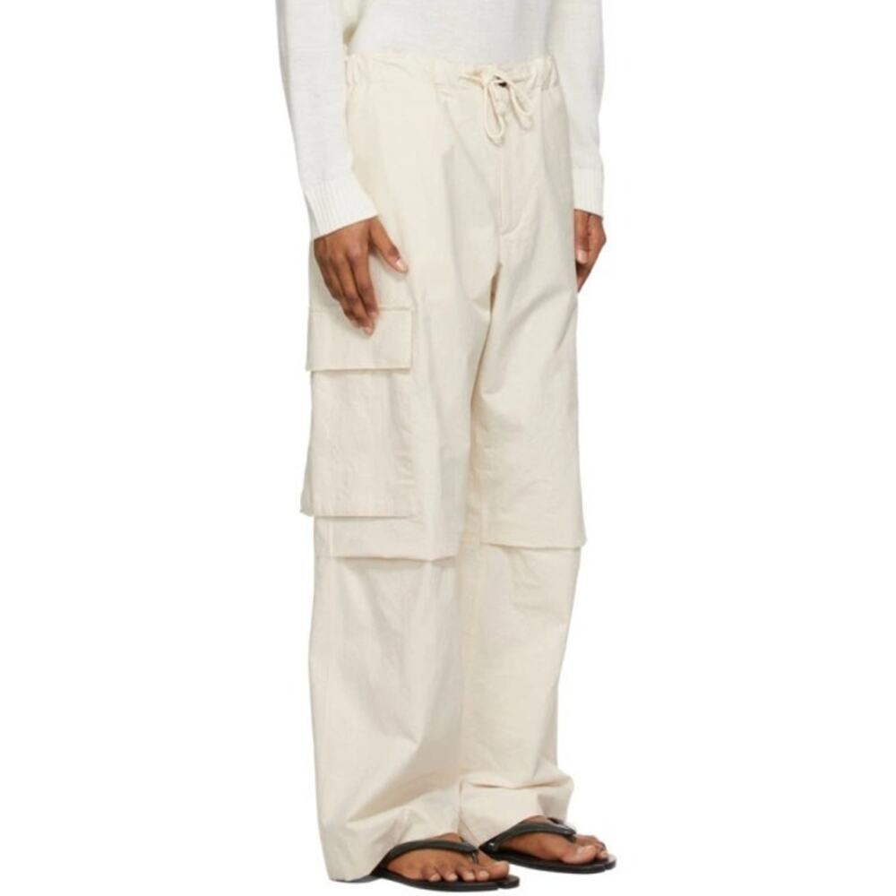 Jil Sander Cargo Pants 100% Cotton Women's IT 40 US 8 Cream Travel Quiet Luxury
